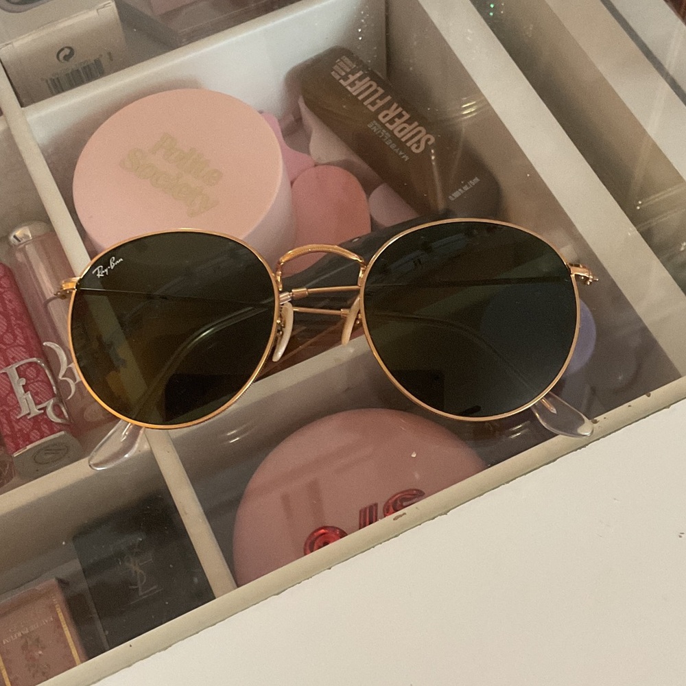 Ray-Ban Gold Round Frame Sunglasses